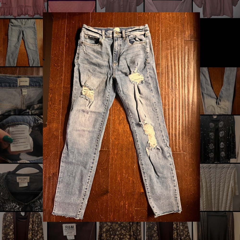 Sneak Peek Blue Skinny Jeans Distressed Style